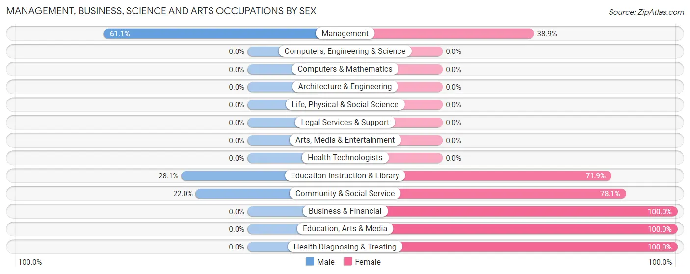 Management, Business, Science and Arts Occupations by Sex in Zip Code 12405