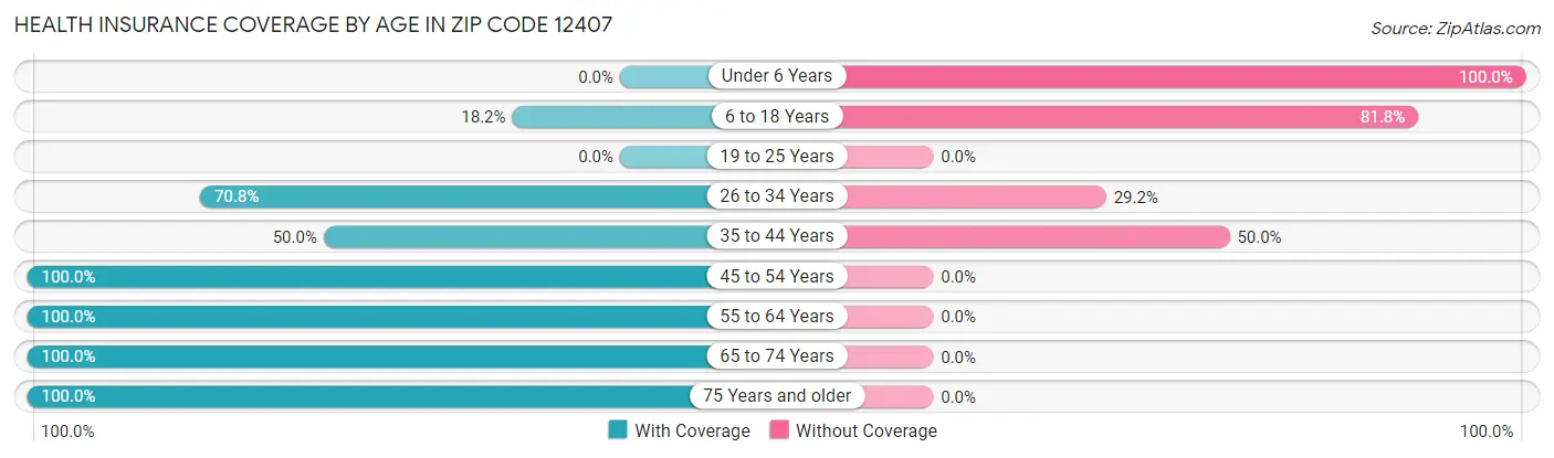 Health Insurance Coverage by Age in Zip Code 12407
