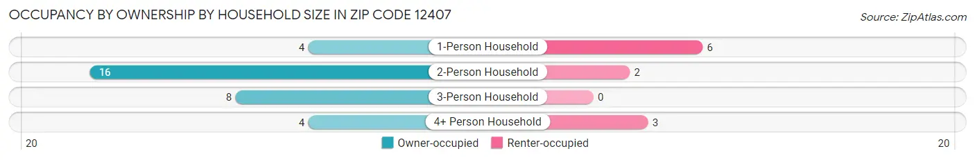 Occupancy by Ownership by Household Size in Zip Code 12407