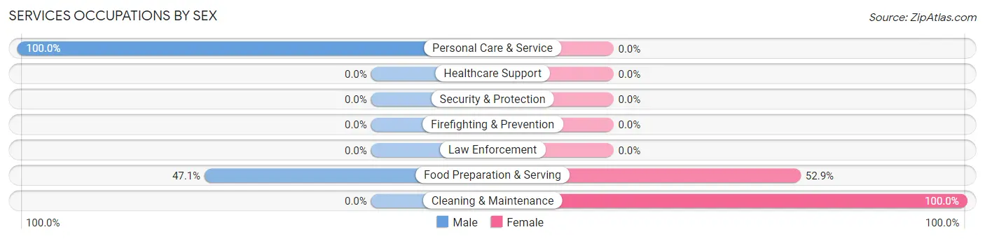 Services Occupations by Sex in Zip Code 12407