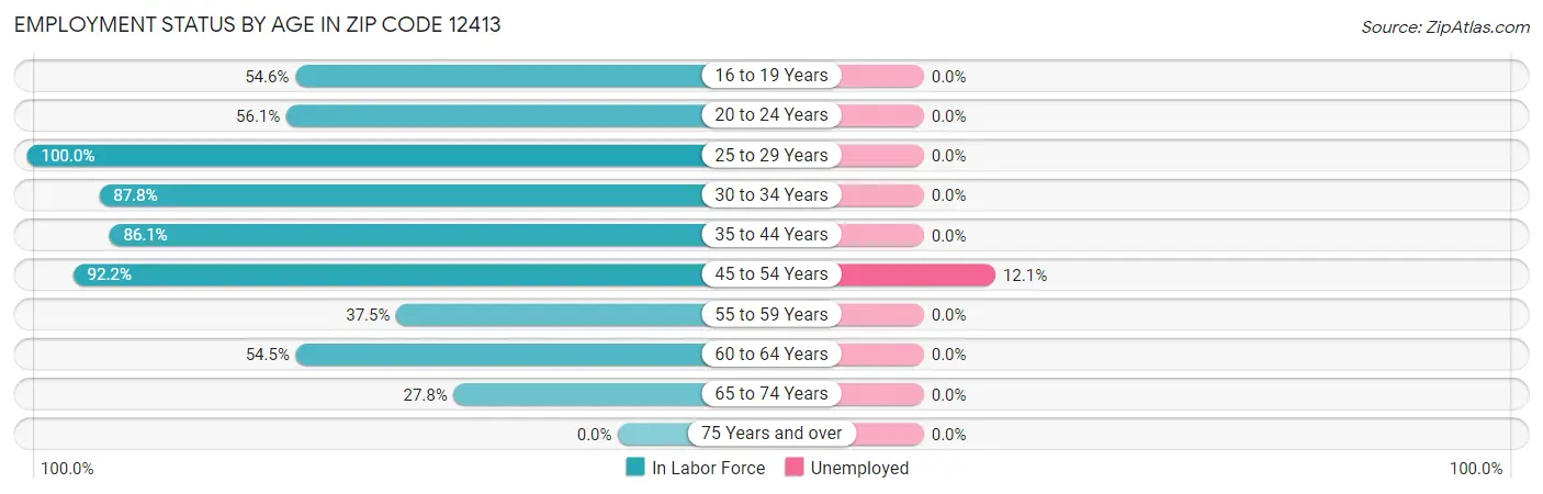 Employment Status by Age in Zip Code 12413