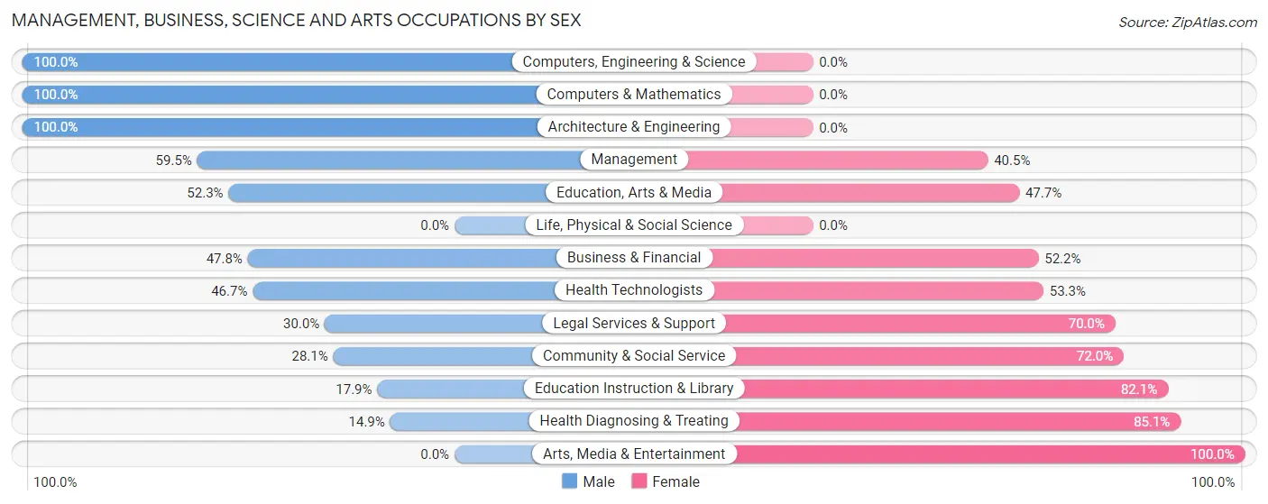 Management, Business, Science and Arts Occupations by Sex in Zip Code 12428