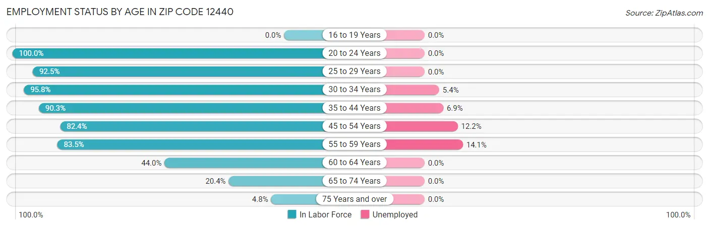 Employment Status by Age in Zip Code 12440