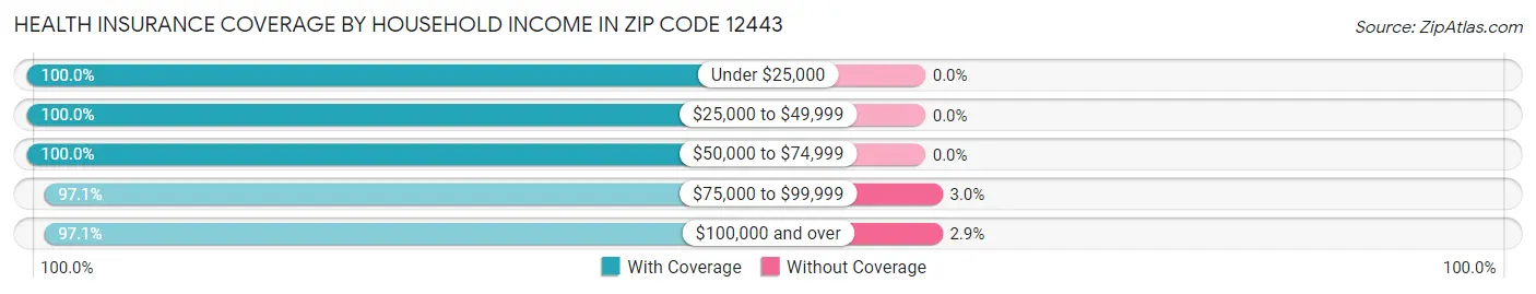 Health Insurance Coverage by Household Income in Zip Code 12443