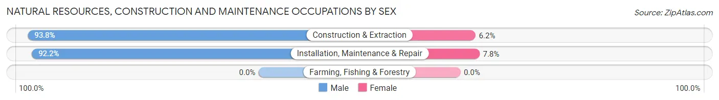 Natural Resources, Construction and Maintenance Occupations by Sex in Zip Code 12443