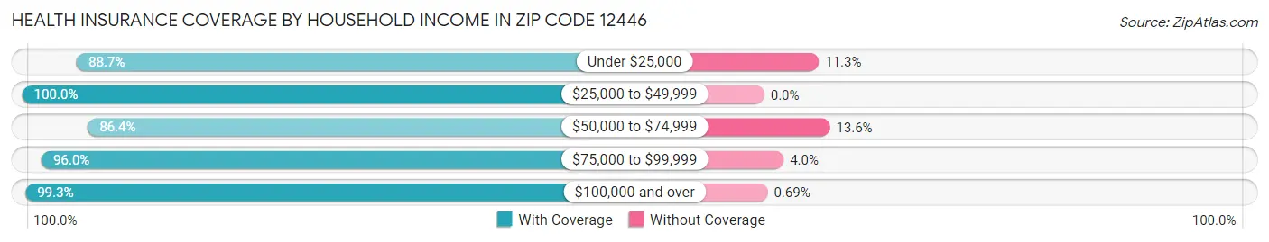 Health Insurance Coverage by Household Income in Zip Code 12446