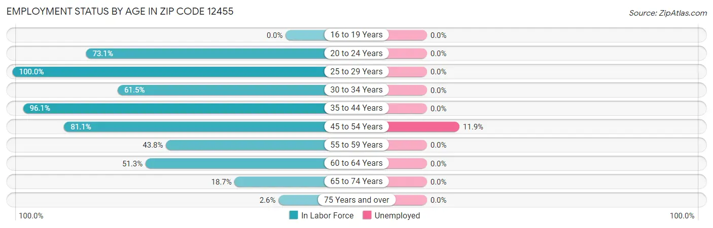 Employment Status by Age in Zip Code 12455