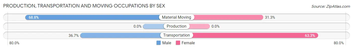 Production, Transportation and Moving Occupations by Sex in Zip Code 12458