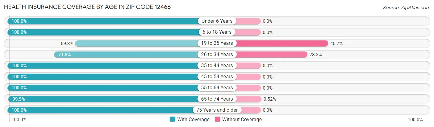 Health Insurance Coverage by Age in Zip Code 12466