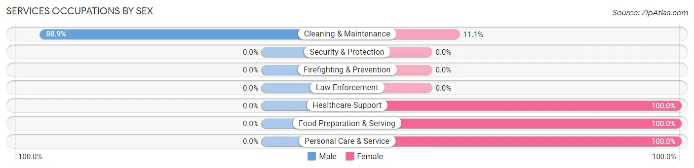Services Occupations by Sex in Zip Code 12474