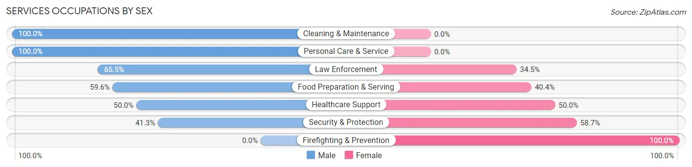 Services Occupations by Sex in Zip Code 12486