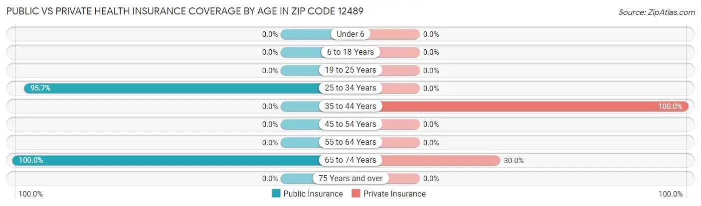 Public vs Private Health Insurance Coverage by Age in Zip Code 12489