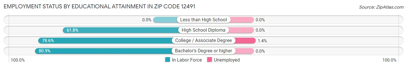 Employment Status by Educational Attainment in Zip Code 12491