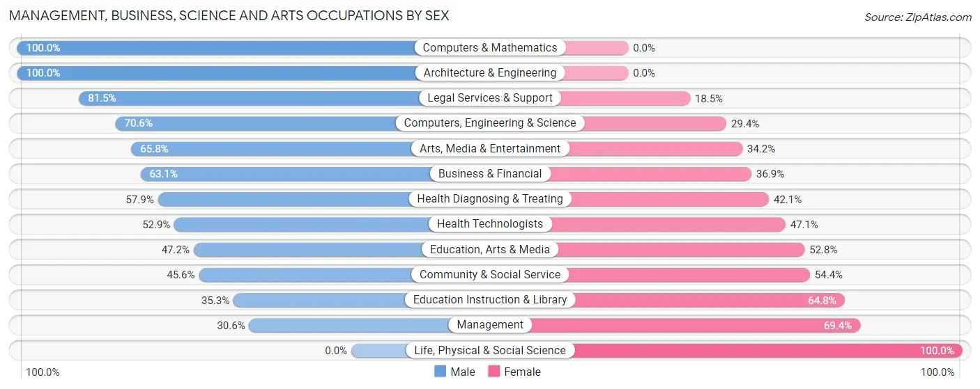Management, Business, Science and Arts Occupations by Sex in Zip Code 12520