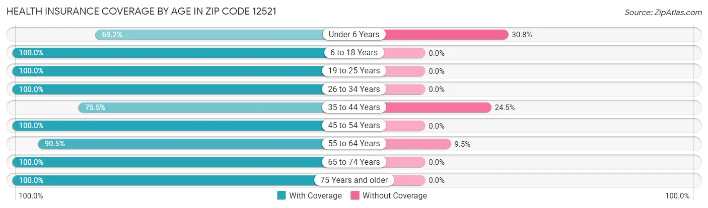 Health Insurance Coverage by Age in Zip Code 12521