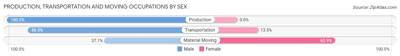 Production, Transportation and Moving Occupations by Sex in Zip Code 12521