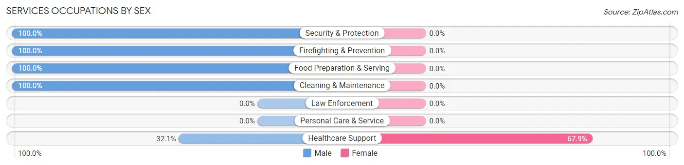 Services Occupations by Sex in Zip Code 12521