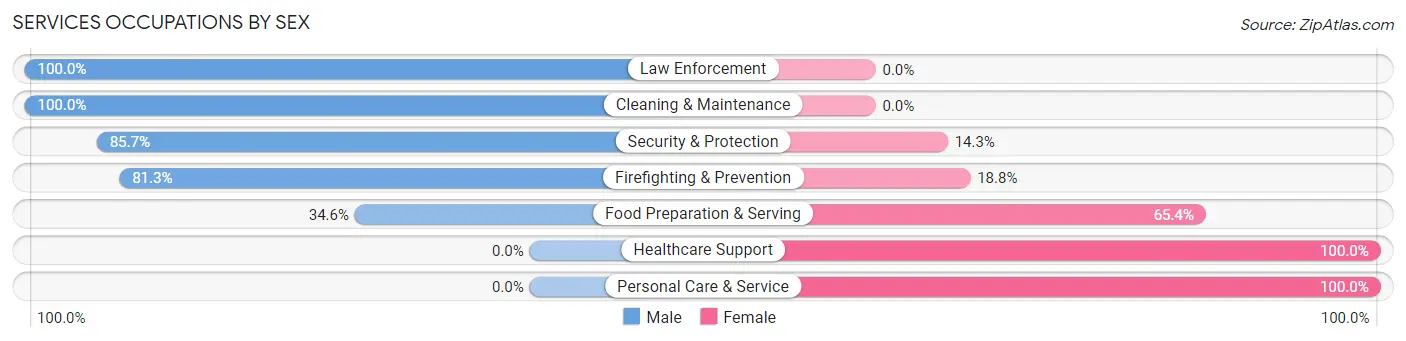 Services Occupations by Sex in Zip Code 12523