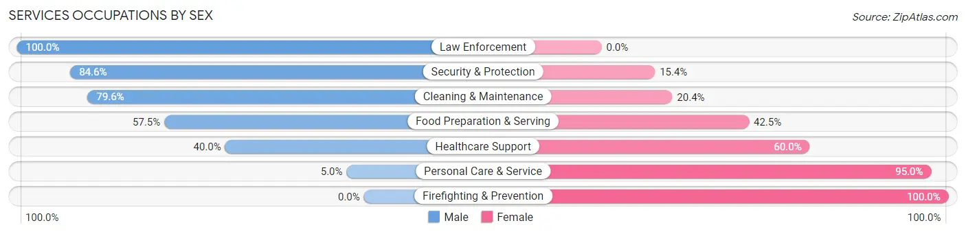 Services Occupations by Sex in Zip Code 12526