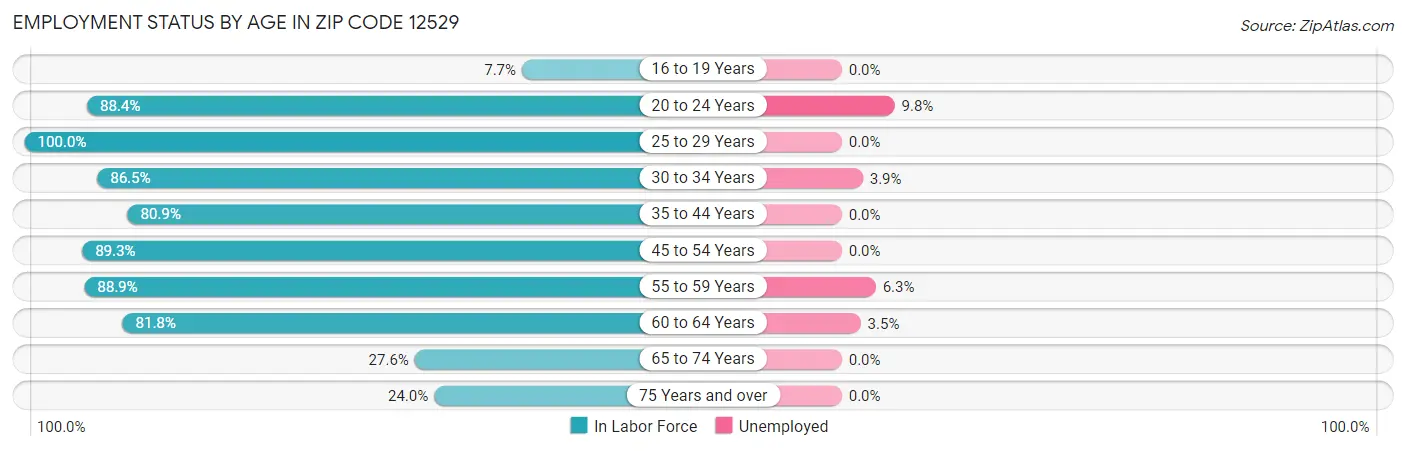 Employment Status by Age in Zip Code 12529