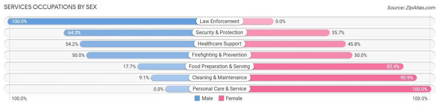 Services Occupations by Sex in Zip Code 12529