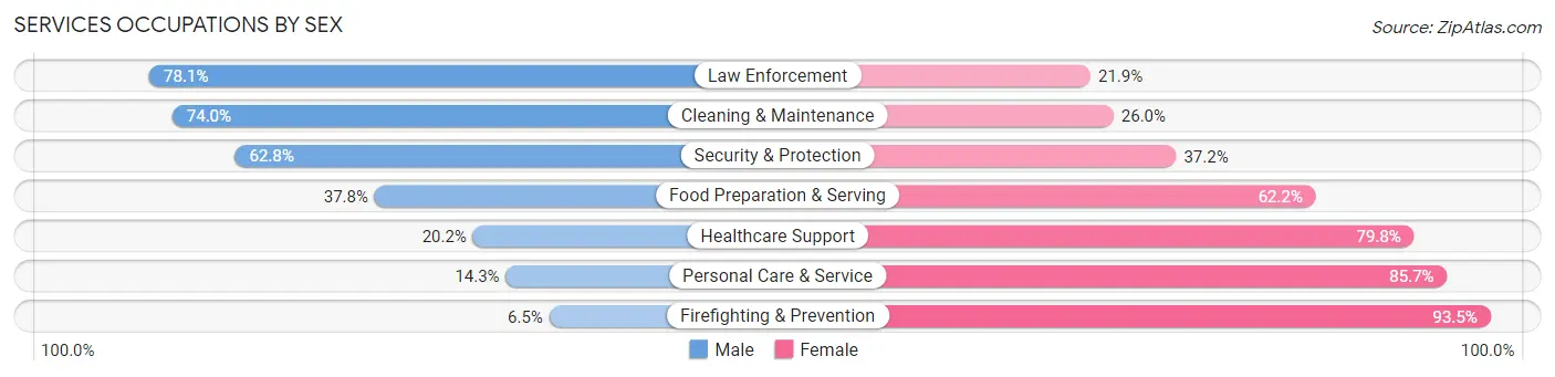 Services Occupations by Sex in Zip Code 12534