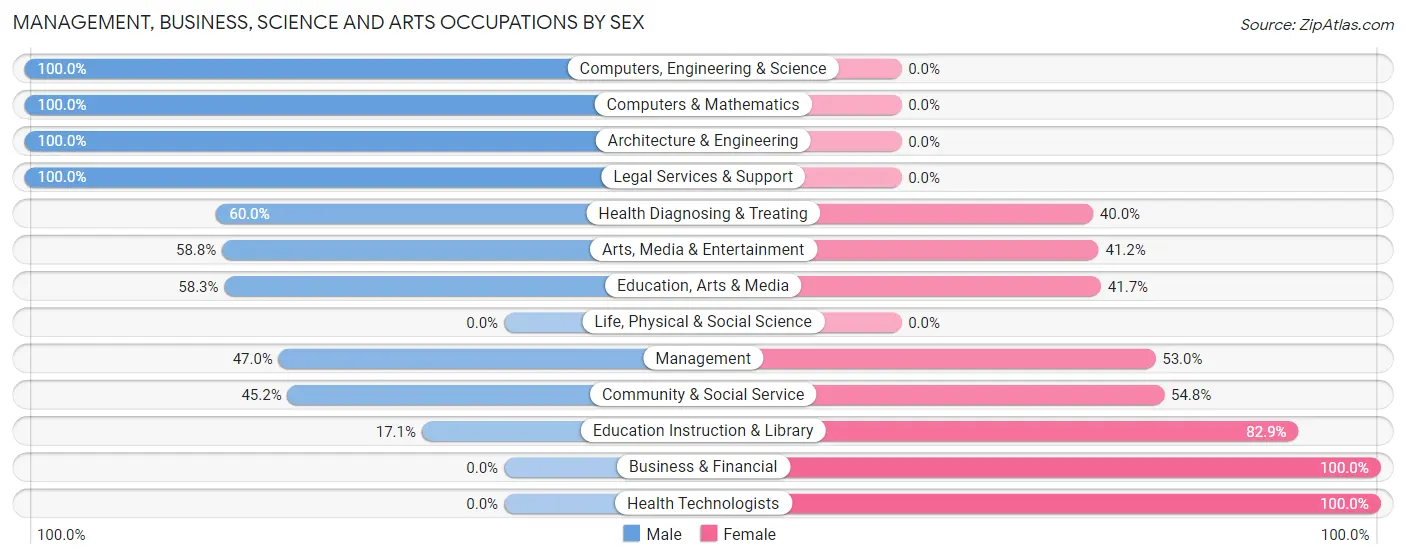 Management, Business, Science and Arts Occupations by Sex in Zip Code 12543