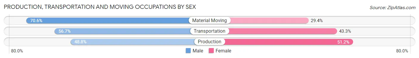 Production, Transportation and Moving Occupations by Sex in Zip Code 12546
