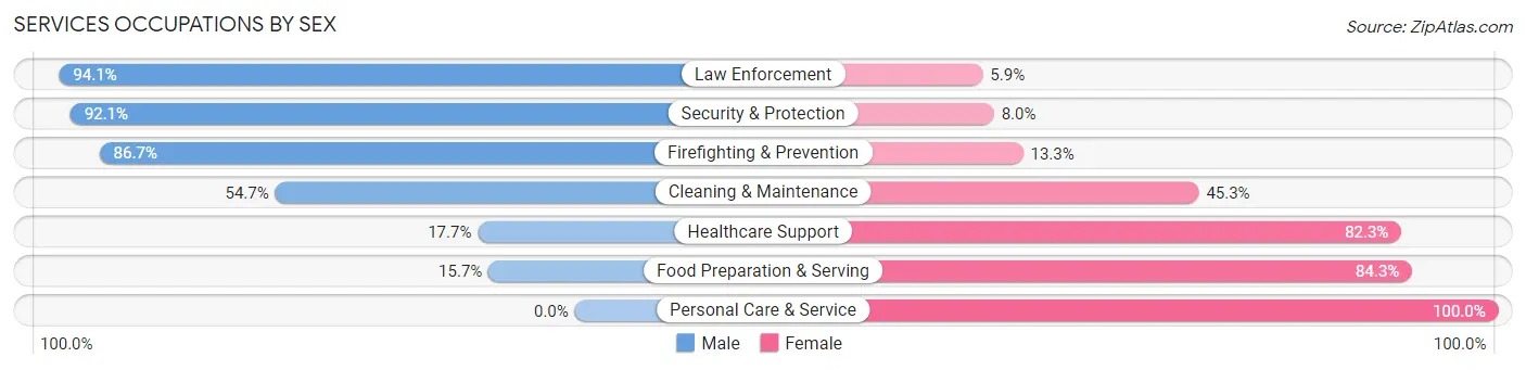 Services Occupations by Sex in Zip Code 12549
