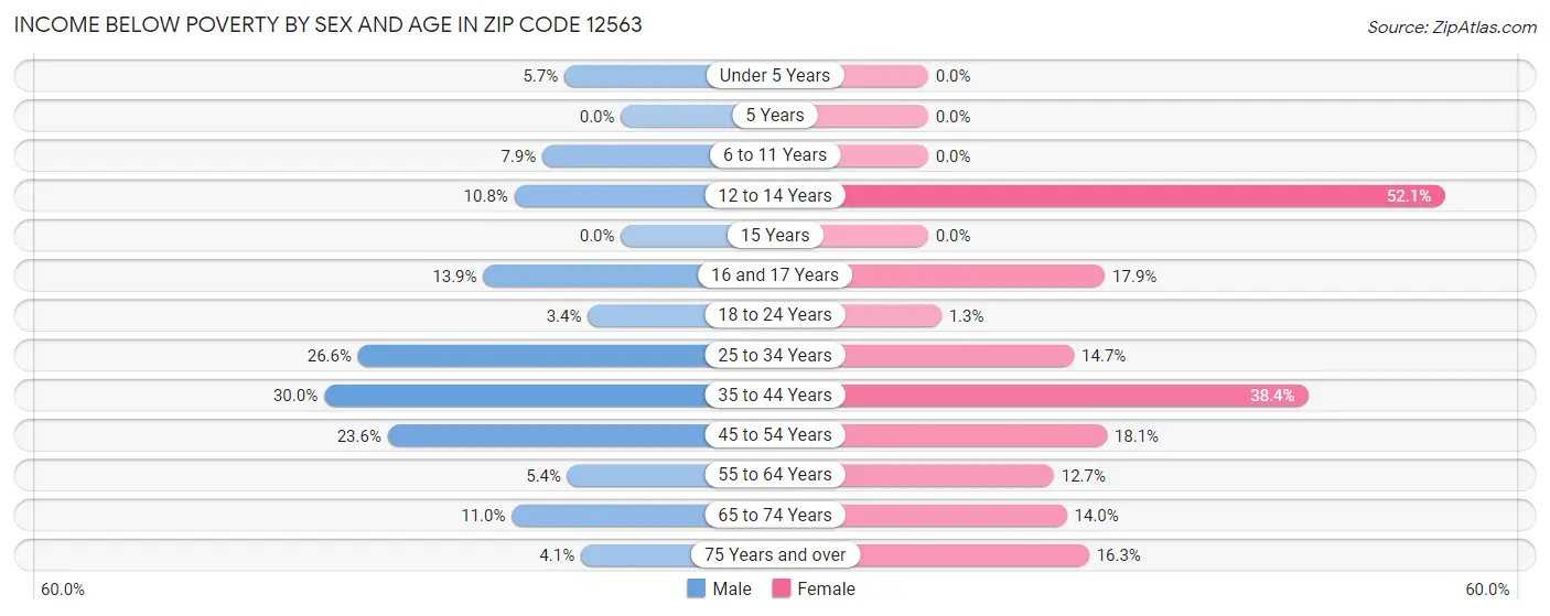 Income Below Poverty by Sex and Age in Zip Code 12563