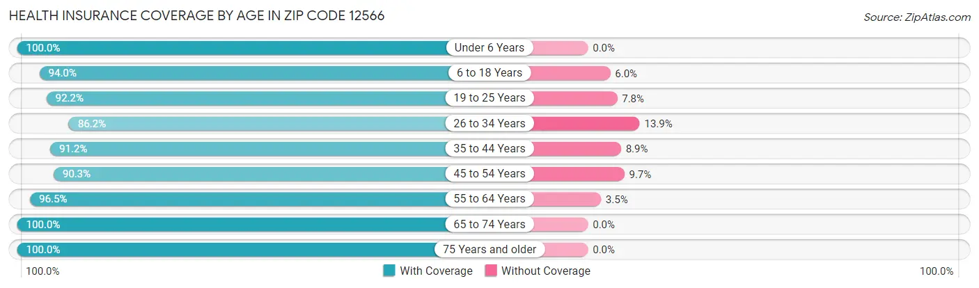 Health Insurance Coverage by Age in Zip Code 12566