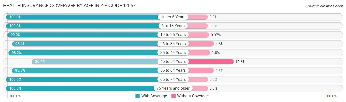 Health Insurance Coverage by Age in Zip Code 12567