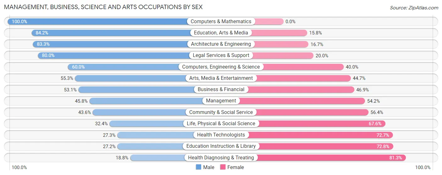 Management, Business, Science and Arts Occupations by Sex in Zip Code 12583