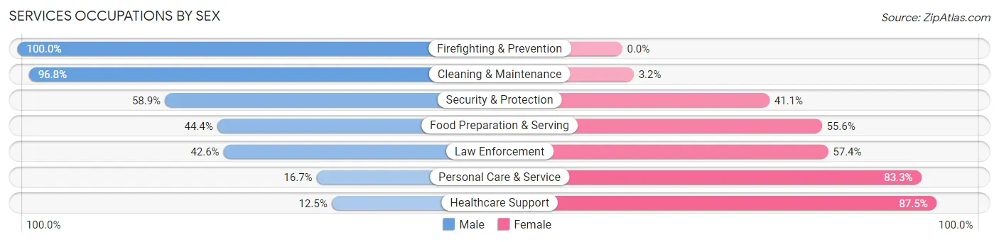 Services Occupations by Sex in Zip Code 12721
