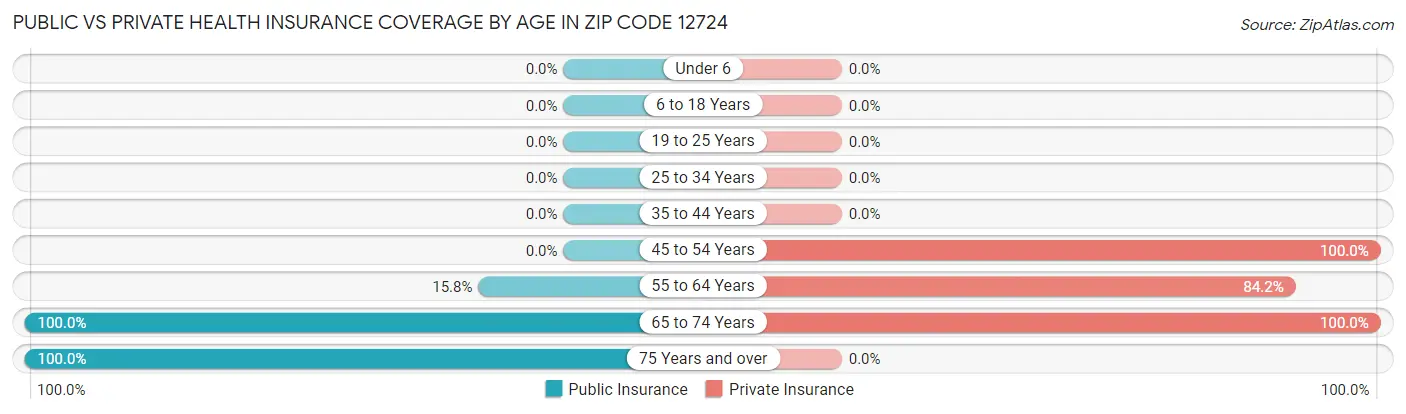 Public vs Private Health Insurance Coverage by Age in Zip Code 12724