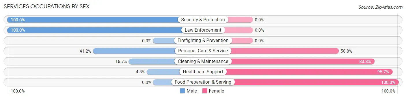 Services Occupations by Sex in Zip Code 12726