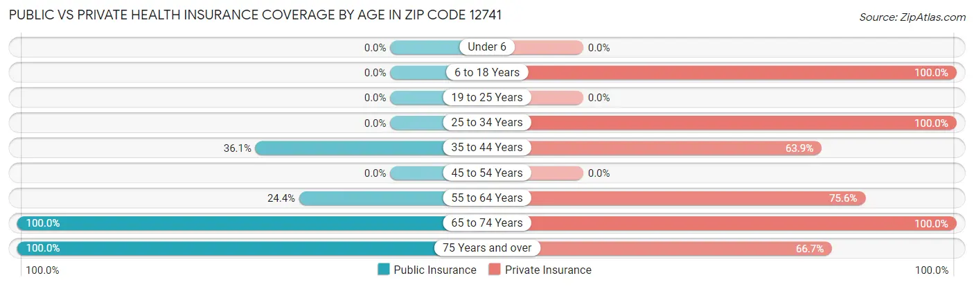 Public vs Private Health Insurance Coverage by Age in Zip Code 12741
