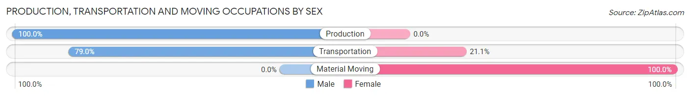 Production, Transportation and Moving Occupations by Sex in Zip Code 12748