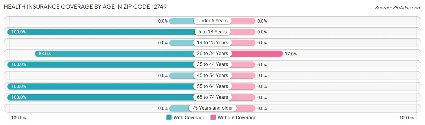 Health Insurance Coverage by Age in Zip Code 12749