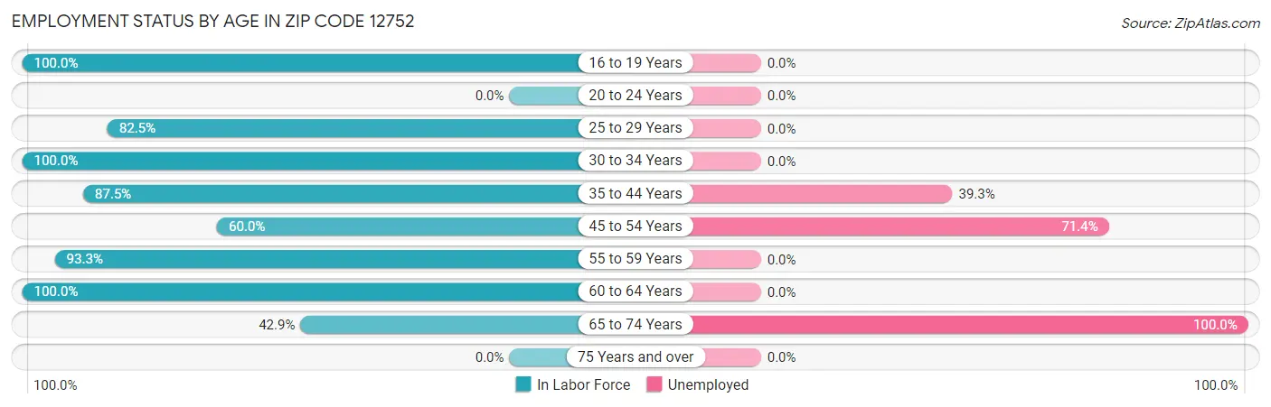 Employment Status by Age in Zip Code 12752