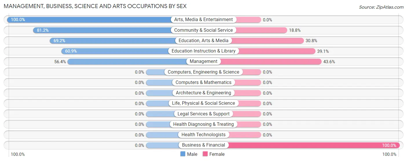 Management, Business, Science and Arts Occupations by Sex in Zip Code 12763