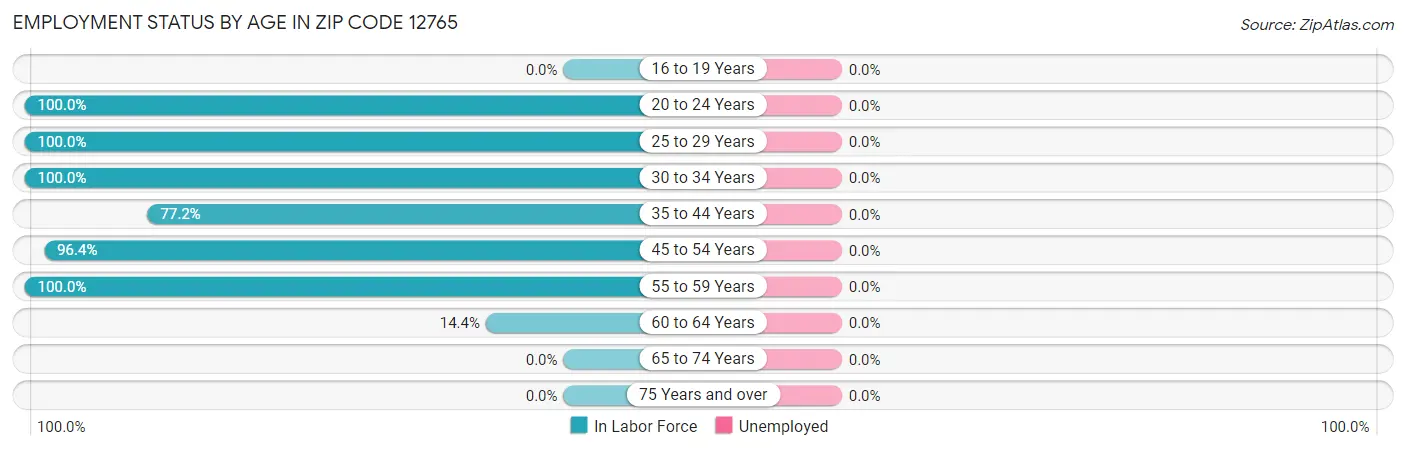 Employment Status by Age in Zip Code 12765