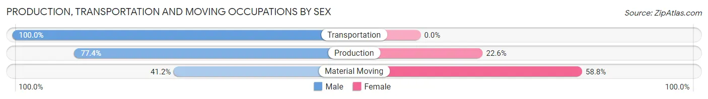 Production, Transportation and Moving Occupations by Sex in Zip Code 12775