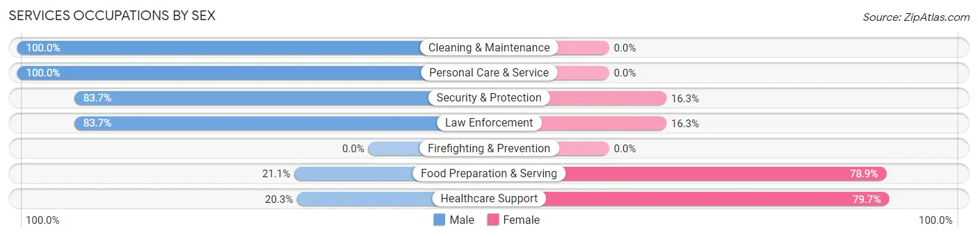 Services Occupations by Sex in Zip Code 12790