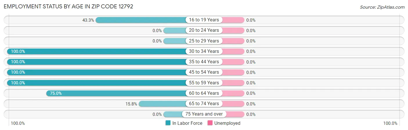 Employment Status by Age in Zip Code 12792