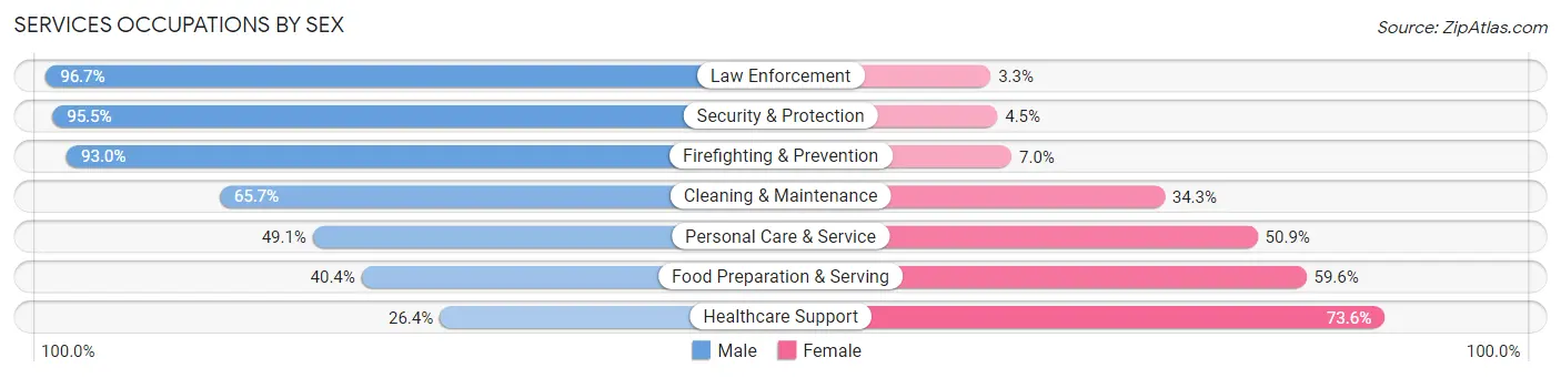 Services Occupations by Sex in Zip Code 12801