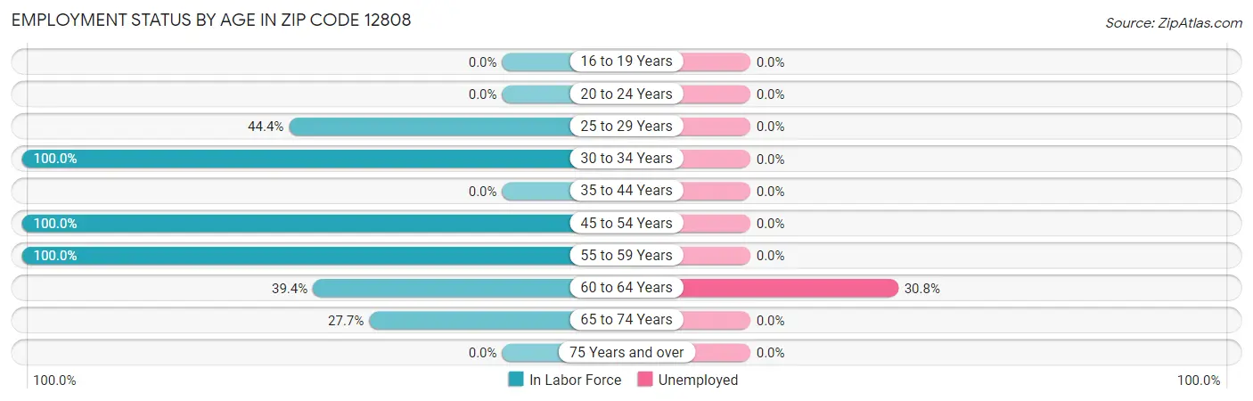 Employment Status by Age in Zip Code 12808