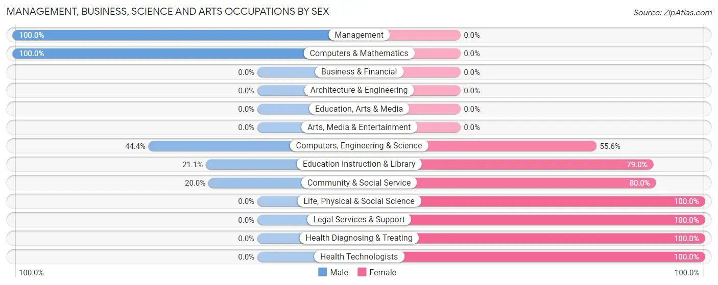 Management, Business, Science and Arts Occupations by Sex in Zip Code 12808