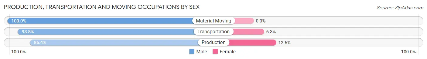 Production, Transportation and Moving Occupations by Sex in Zip Code 12834