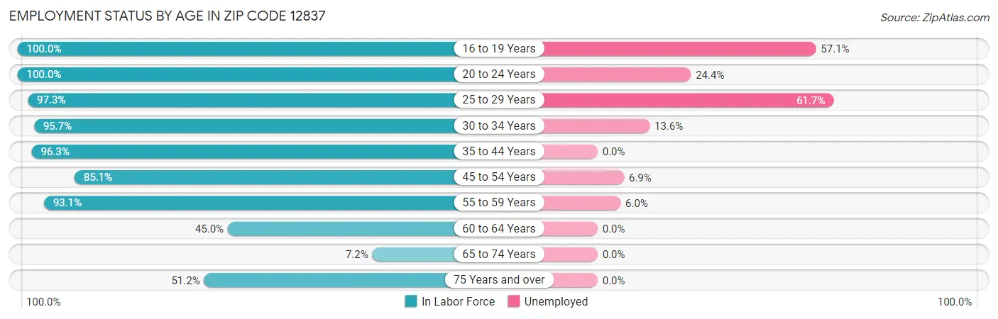 Employment Status by Age in Zip Code 12837